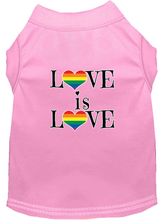 Love is Love Screen Print Dog Shirt Light Pink XXXL